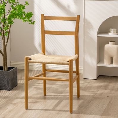 Sturdy Wood Dining Chair with Woven Cord Cushion The Perfect Addition to Your Study Desk and Leisure Cafe