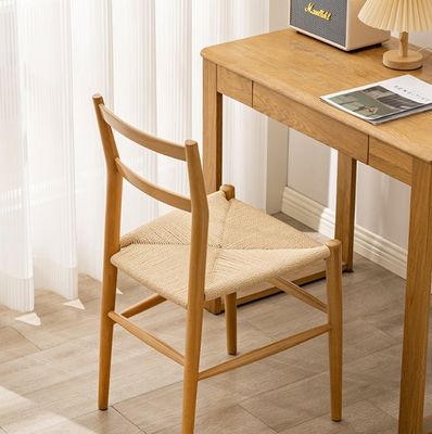 Sturdy Wood Dining Chair with Woven Cord Cushion The Perfect Addition to Your Study Desk and Leisure Cafe