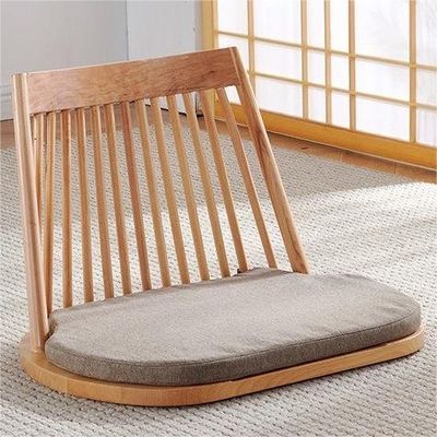 Solid Wood Dining Chair with Natural Floor Seating and Modern Tatami Seatback Design