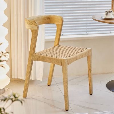 Modern Solid Wood Restaurant Chair with Rope Seat and Custom Logo Accepted