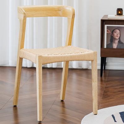 Modern Solid Wood Restaurant Chair with Rope Seat and Custom Logo Accepted