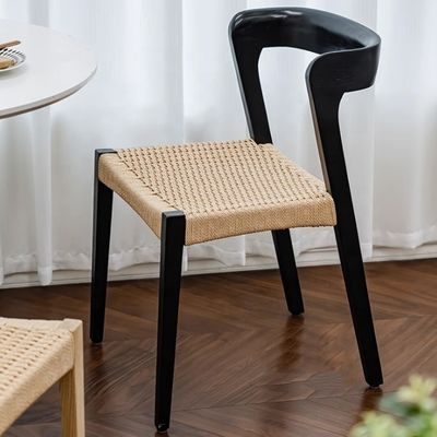 Modern Solid Wood Restaurant Chair with Rope Seat and Custom Logo Accepted