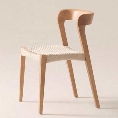 Modern Solid Wood Restaurant Chair with Rope Seat and Custom Logo Accepted
