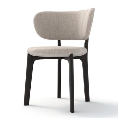 Fabric/Foam Sponge Dining Modern Chair in Solid Wood Cream Style for Minimalist Dining Room Furniture