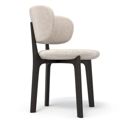 Fabric/Foam Sponge Dining Modern Chair in Solid Wood Cream Style for Minimalist Dining Room Furniture