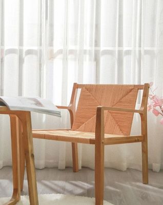 Natural Design Oak Wood Woven Cord Armrest Sofa Chairs for Kitchen Solid Wood Furniture in Kitchen Style