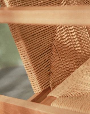 Natural Design Oak Wood Woven Cord Armrest Sofa Chairs for Kitchen Solid Wood Furniture in Kitchen Style