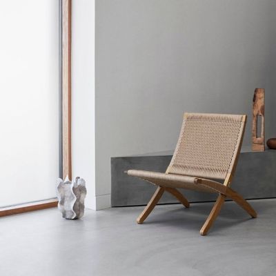 Dining Chair Nordic Lounge Solid Wood Chair Design Classical Woven Rope Non-Foldable