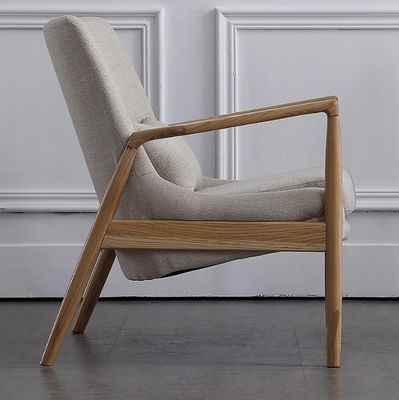 Living Room Furniture Sturdy Wooden Chairs Sofa with Upholstered Armrests and Cushions