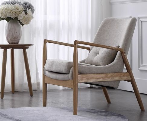 Living Room Furniture Sturdy Wooden Chairs Sofa with Upholstered Armrests and Cushions