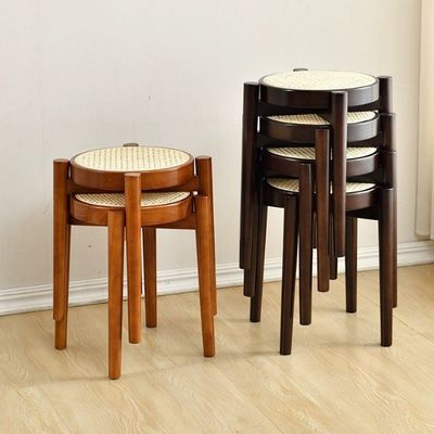 Rubber Wood Frame Wooden Popular Rattan Dining Chair for Solid Wood Restaurant
