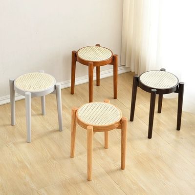 Rubber Wood Frame Wooden Popular Rattan Dining Chair for Solid Wood Restaurant