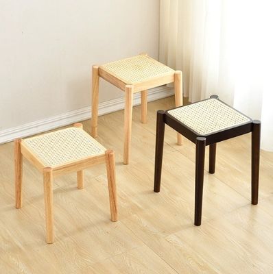 Rubber Wood Frame Wooden Popular Rattan Dining Chair for Solid Wood Restaurant