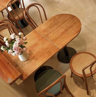 Modern Simple Style Dining Table Set for Office Building Solid Wood Restaurant Table