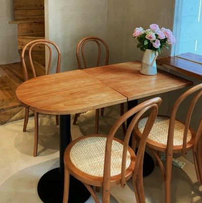 Modern Simple Style Dining Table Set for Office Building Solid Wood Restaurant Table