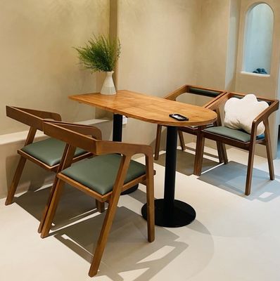 Modern Simple Style Dining Table Set for Office Building Solid Wood Restaurant Table