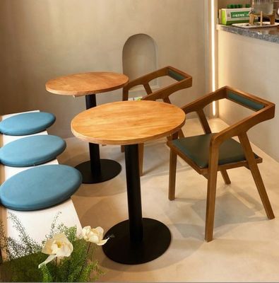 Modern Simple Style Dining Table Set for Office Building Solid Wood Restaurant Table