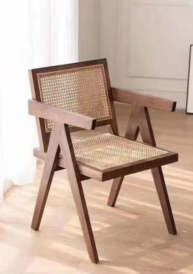 Black/Walnut Wood Color Solid Wood With Rattan Chair For Modern Style Dining Room Furniture
