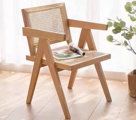 Black/Walnut Wood Color Solid Wood With Rattan Chair For Modern Style Dining Room Furniture