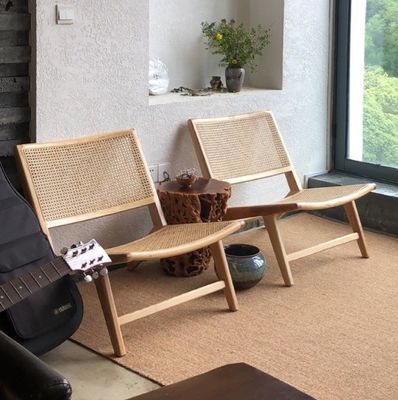Modern Style Ash Wood Dining Chair and Rattan Lounge Chair W65*D80*H69CM for Modern Office Building Decoration
