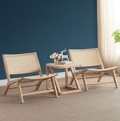 Modern Style Ash Wood Dining Chair and Rattan Lounge Chair W65*D80*H69CM for Modern Office Building Decoration