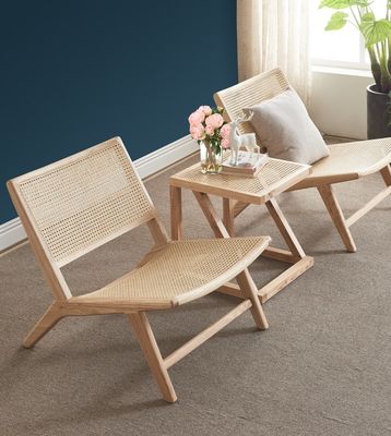 Modern Style Ash Wood Dining Chair and Rattan Lounge Chair W65*D80*H69CM for Modern Office Building Decoration
