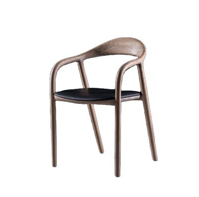 General Home Furniture Vintage Solid Wood Dining Chair with Upholstered Armrest and Cushion