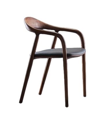 General Home Furniture Vintage Solid Wood Dining Chair with Upholstered Armrest and Cushion