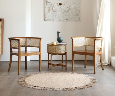 Home Furniture Morden Nordic Woven Cane Black Rarran Dinding Chair Wooden Chair Wicker for Hotel Dining Chairs Upholstered
