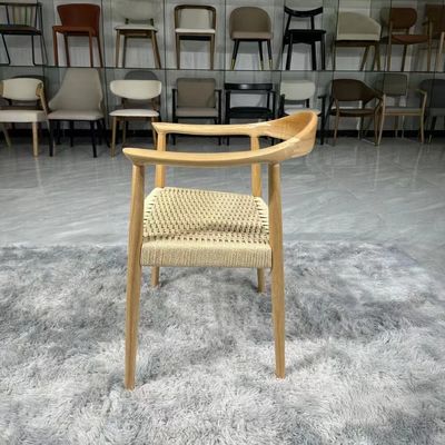 Solid Wood Lift Chair Modern Dining Arm Chair with Durable Rope Seat and Lift Function