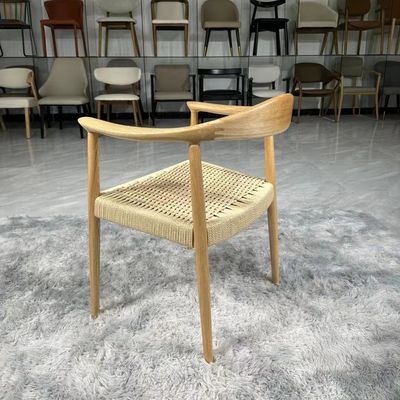 Solid Wood Lift Chair Modern Dining Arm Chair with Durable Rope Seat and Lift Function