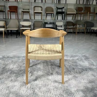 Solid Wood Lift Chair Modern Dining Arm Chair with Durable Rope Seat and Lift Function