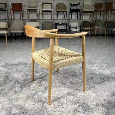 Solid Wood Lift Chair Modern Dining Arm Chair with Durable Rope Seat and Lift Function
