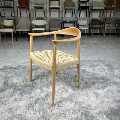 Solid Wood Lift Chair Modern Dining Arm Chair with Durable Rope Seat and Lift Function