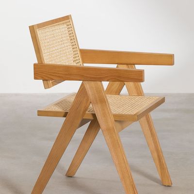 Foldable Natural Rattan Dining Chair for Events and Home Furniture Modern Ash Wood