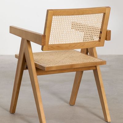 Foldable Natural Rattan Dining Chair for Events and Home Furniture Modern Ash Wood
