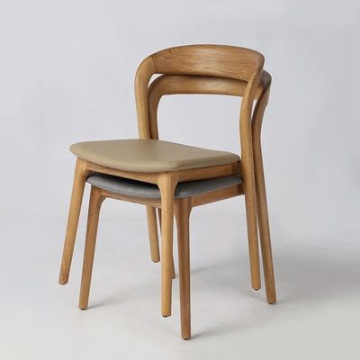 Home Furniture Dining Chair Oak Wood Design Modern Nordic Style Cover Room White Chairs for Kitchen Pu Leather Wooden