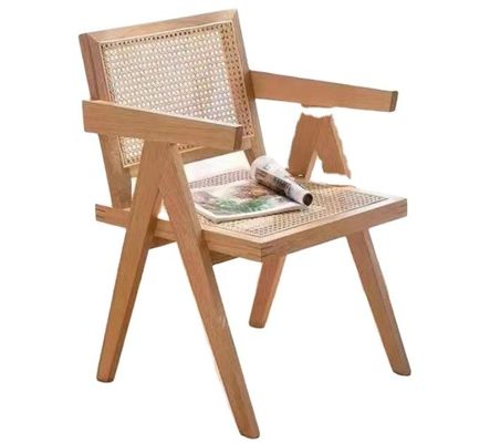 Modern Rattan Dining Chair with Solid Wood Frame in Natural/Walnut