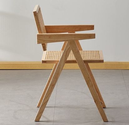 Modern Rattan Dining Chair with Solid Wood Frame in Natural/Walnut