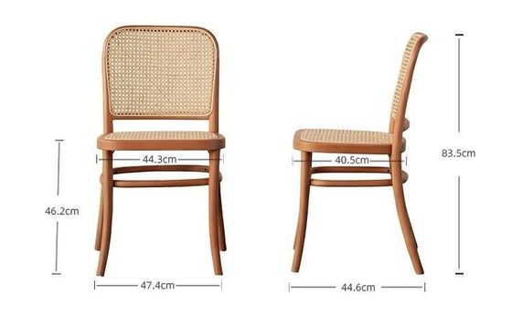 Durable Solid Wood Rattan Back Dining Chair for Dining Room Furniture W47.4CM*D44.6CM*H83.5CM