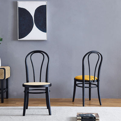 Customized Designs Woven Natural Rattan Solid Wood Dining Chair Furniture for Modern Restaurant Seating Arrangement