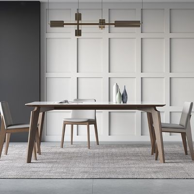 Marble Top Wood Dining Table Set for Kitchen and Dining Room in Modern Design