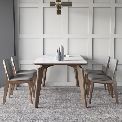 Marble Top Wood Dining Table Set for Kitchen and Dining Room in Modern Design