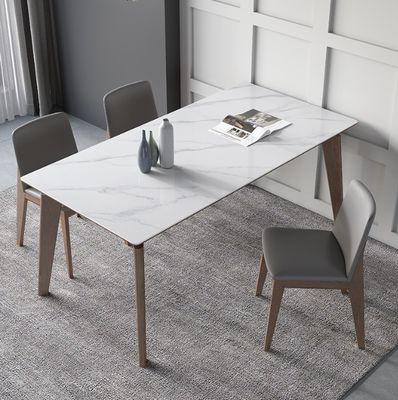 Marble Top Wood Dining Table Set for Kitchen and Dining Room in Modern Design