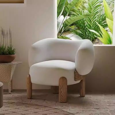 NO Folded Nordic Lounge Leisure Wood Sofa Chair in Natural/Walnut Color with Cushion