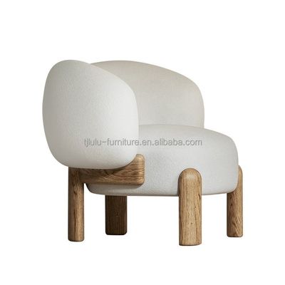 NO Folded Nordic Lounge Leisure Wood Sofa Chair in Natural/Walnut Color with Cushion