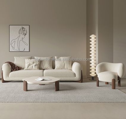 NO Folded Nordic Lounge Leisure Wood Sofa Chair in Natural/Walnut Color with Cushion