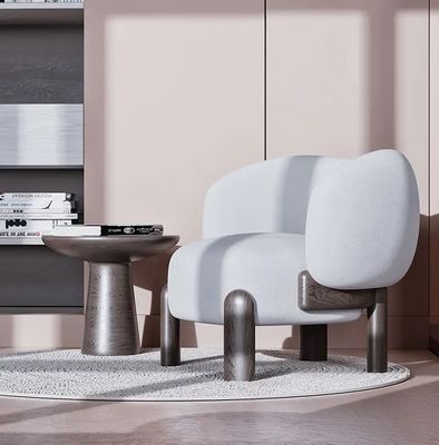 NO Folded Nordic Lounge Leisure Wood Sofa Chair in Natural/Walnut Color with Cushion