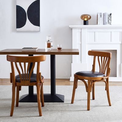 Hotel Restaurant Wooden Armless Dining Chair with Pu Leather Cover and Wooden Structure