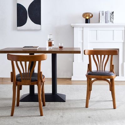 Hotel Restaurant Wooden Armless Dining Chair with Pu Leather Cover and Wooden Structure